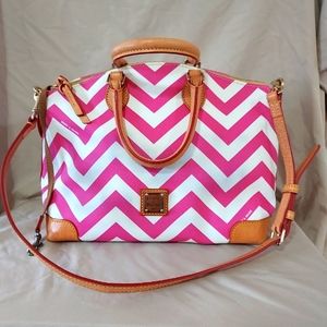 Dooney and Bourke Chevron Stripe Pink and White Purse